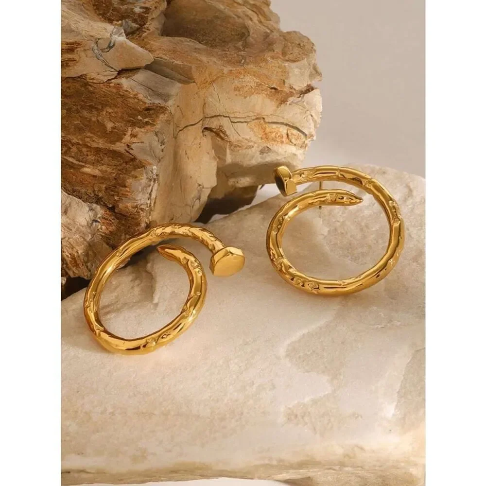 Nail hoop earrings #2529